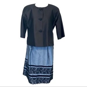 Sharagano Black Santuary Blue Lace Skirt Suits 12